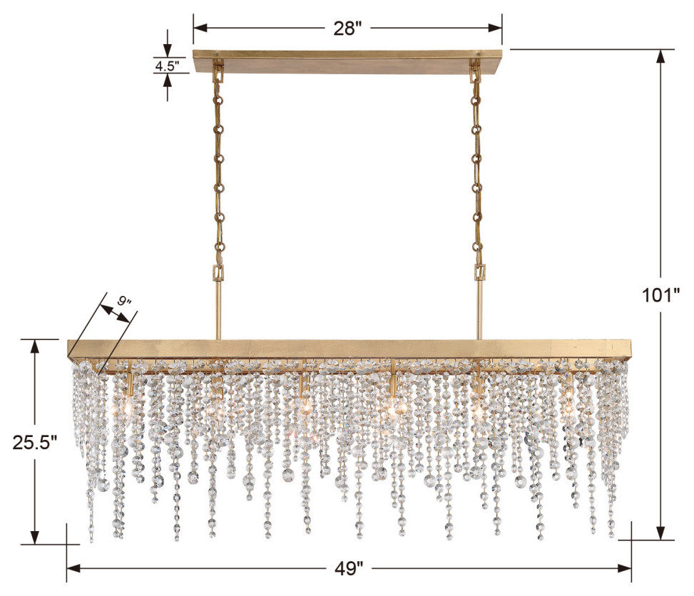 Winham 6 Light Chandelier in Antique Gold with Hand Cut Crystal