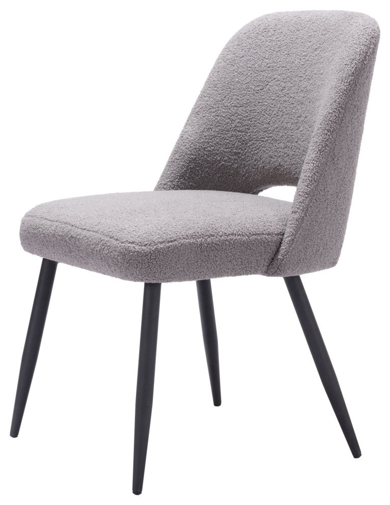 Dining Chair, Set of 2, Steel Metal, Fabric, Gray, Black, Cafe Bistro