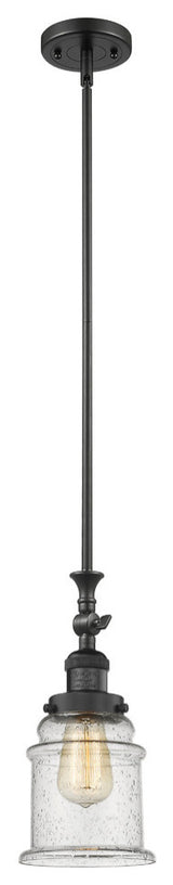 1-Light Canton 6.5" Mini Pendant, Matte Black, Glass: Seedy