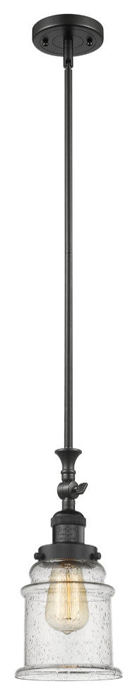 1-Light Canton 6.5" Mini Pendant, Matte Black, Glass: Seedy