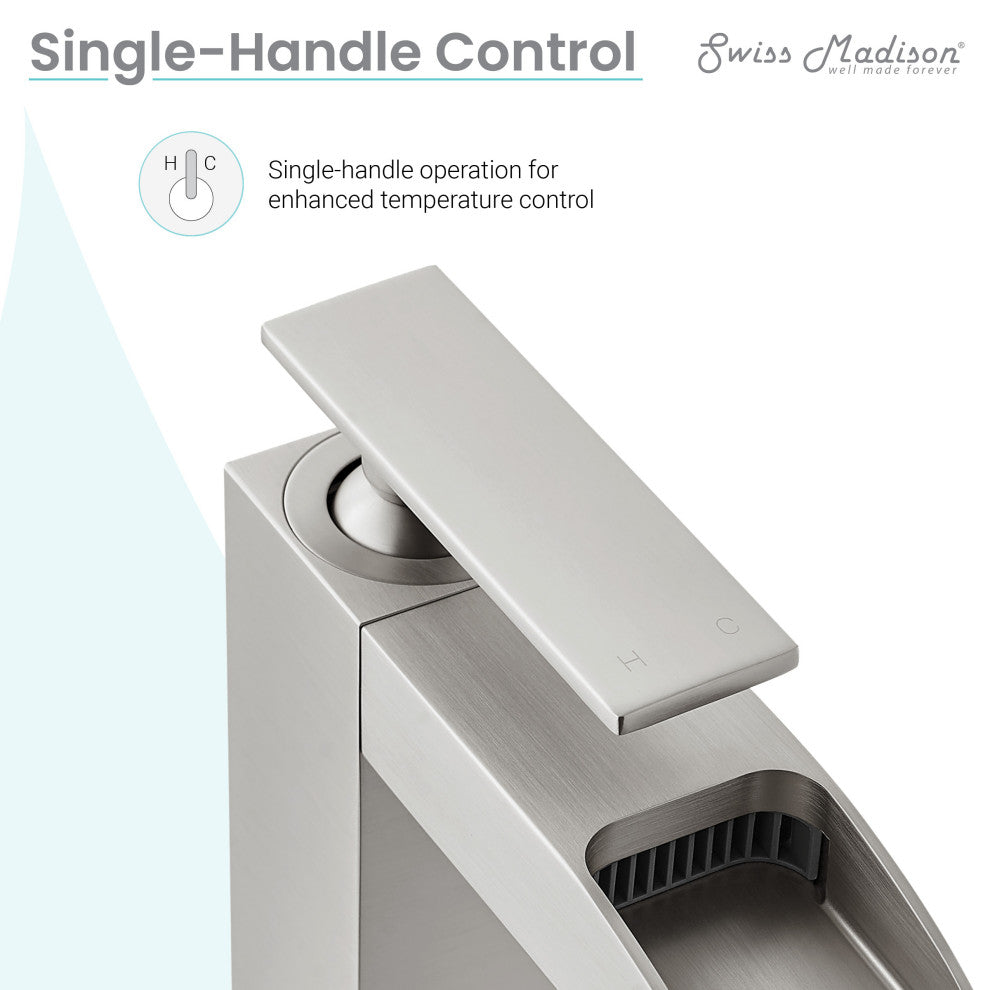 Concorde Single Hole, Waterfall Bathroom Faucet, Brushed Nickel