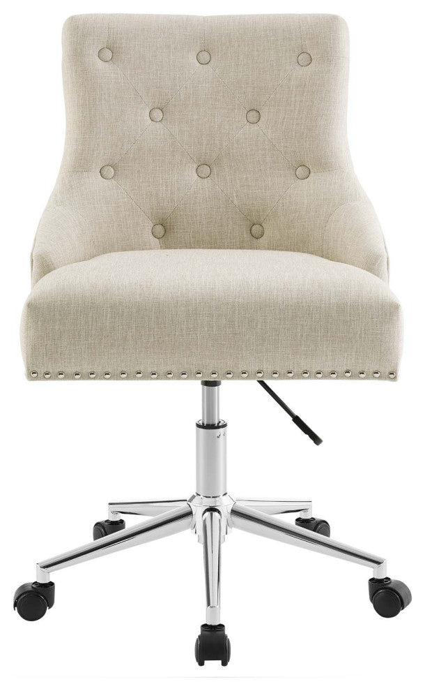 Modern Designer Home Business Office Work Desk Chair, Fabric Aluminum, Beige