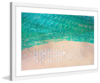 "White Umbrella Beach" Framed Painting Print, 45"x30"