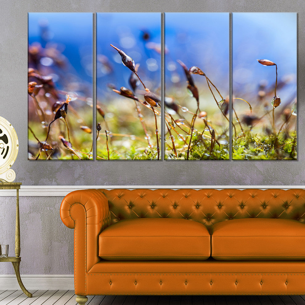 "Abstract Summer Spring Moss Flowers" Landscape Wall Art, 4 Panels, 48"x28"