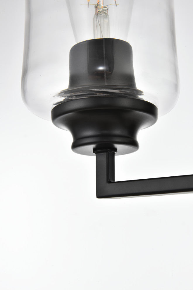 2 Light Black And Clear Bath Sconce