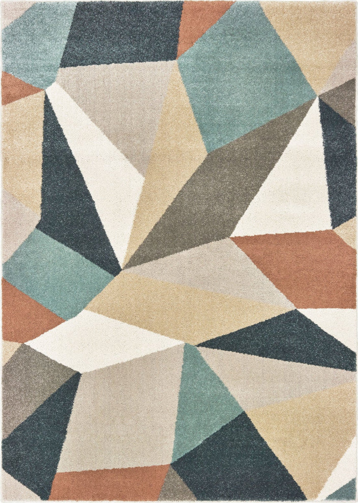 Oriental Weavers Carson Blue/ Orange Geometric Indoor Area Rug 9'10"X12'10"