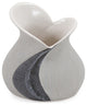 Modern Organic Two Tone Gray Speckle Low Ceramic Vase