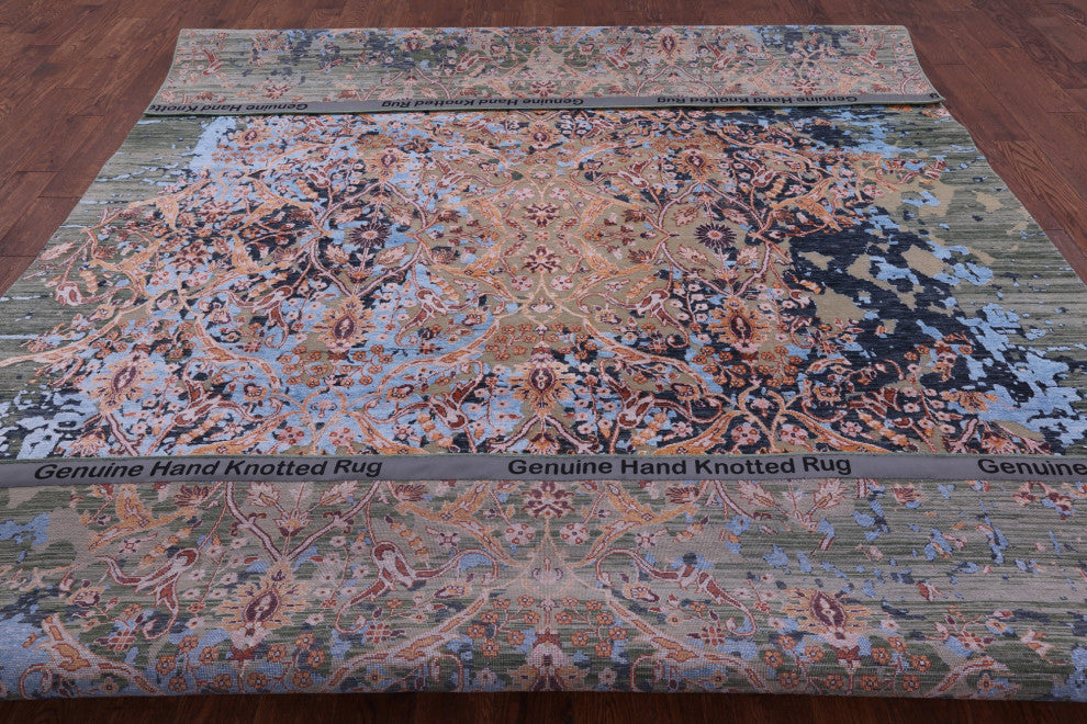 Modern Wool & Silk Hand Knotted Rug 8' 11" X 12' 0" - Q13505