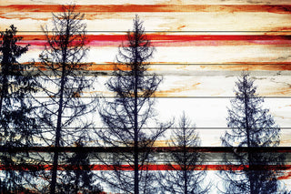 "Red Striped Sky" Print on White Wood, 45"x30"