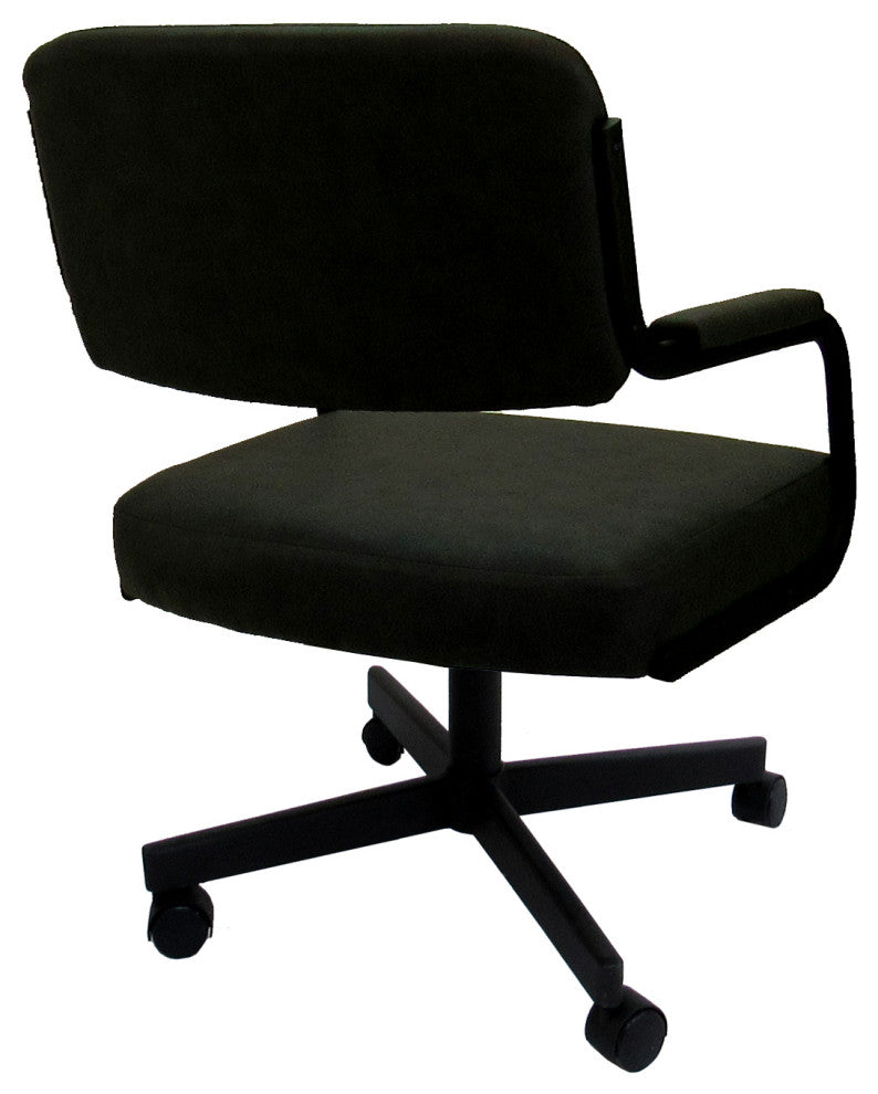 Set of 4, Swivel Metal Caster Dining Chairs M-110, Black Vinyl on Black