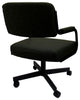 Set of 4, Swivel Metal Caster Dining Chairs M-110, Black Vinyl on Black