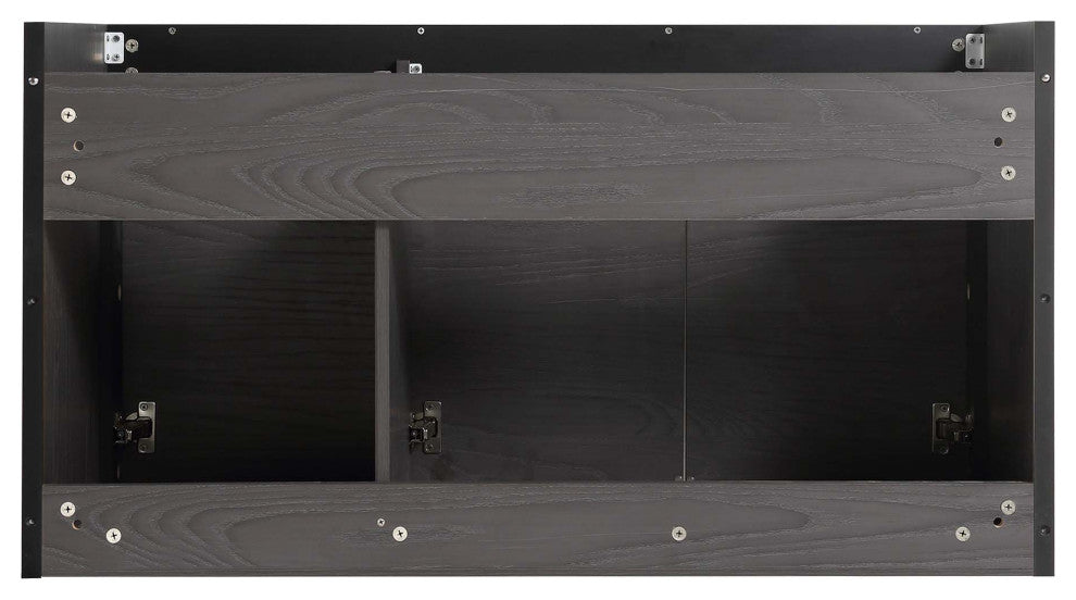 Oakville Wall Mount Bathroom Vanity, Black Coal Oak, 42", Black Hardware