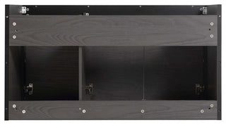 Oakville Wall Mount Bathroom Vanity, Black Coal Oak, 42", Black Hardware