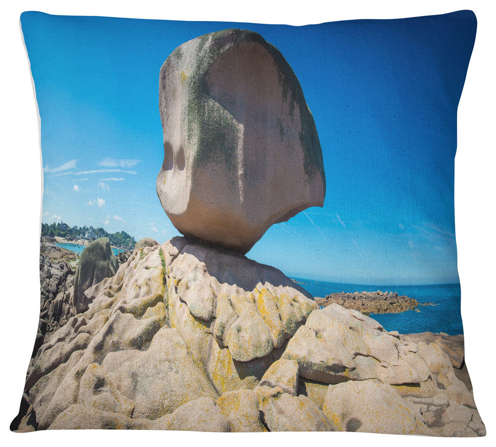 Pink Rock in Tregastel Landscape Photo Throw Pillow, 16"x16"