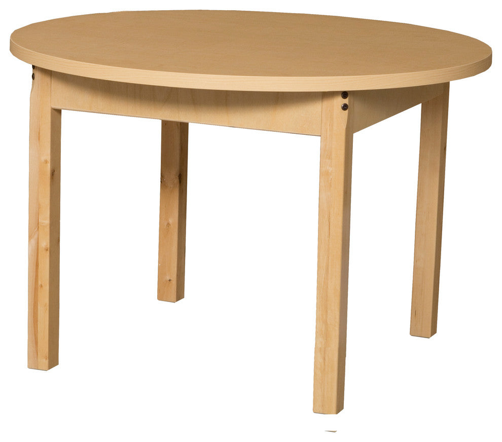Round High Pressure Laminate Table With Hardwood Legs, 16"