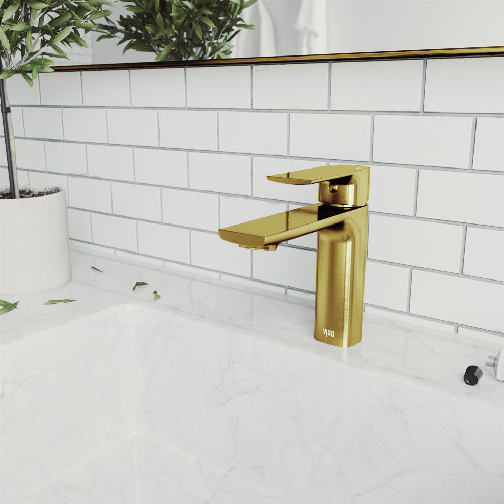 VIGO 6" H Davidson Single Handle Single Hole Faucet, Matte Brushed Gold, Without Extras