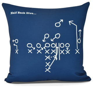 Half Back Dive, Geometric Print Pillow, Navy Blue, 20" x 20"