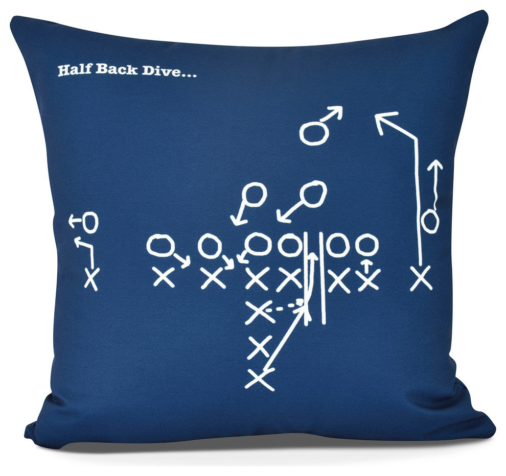 Half Back Dive, Geometric Print Pillow, Navy Blue, 20" x 20"