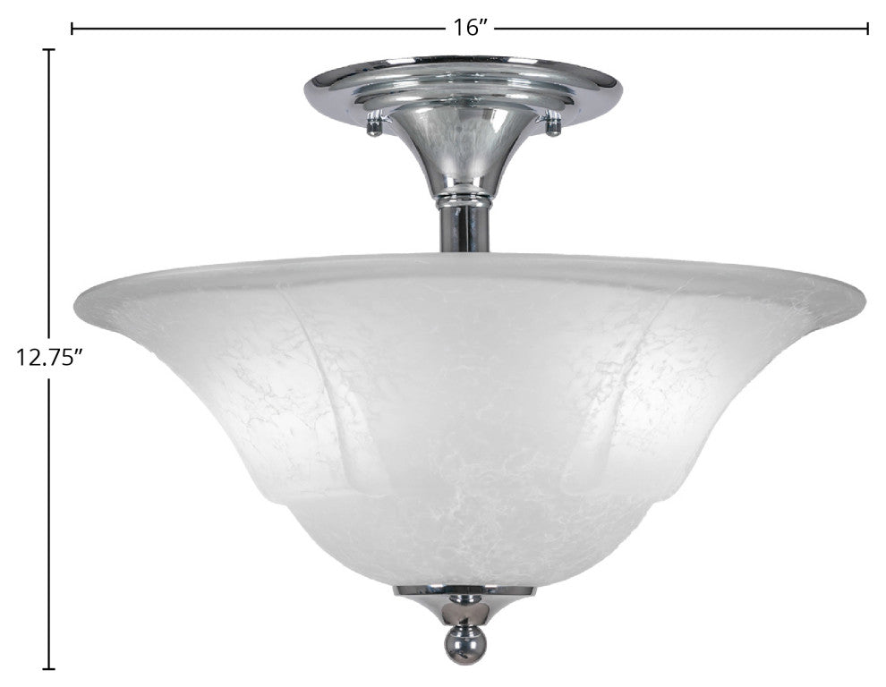 Semi-Flush 2-Light Semi-Flush Mount, Chrome/White Marble