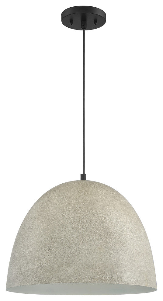 1-Light Pendant, Concrete With Matte Black