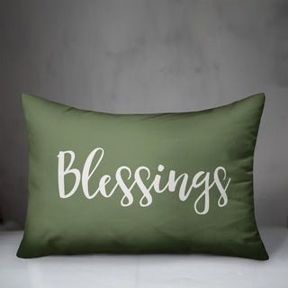 Blessings Lumbar Pillow, Green, 14"x20"