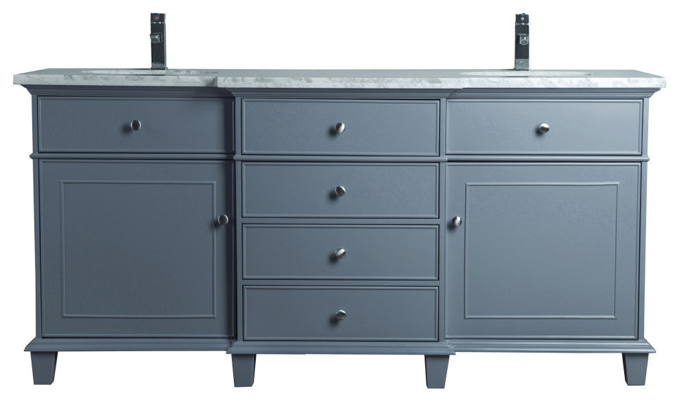 Cadence Double Sink Bathroom Vanity, Gray, 72", Without Mirror