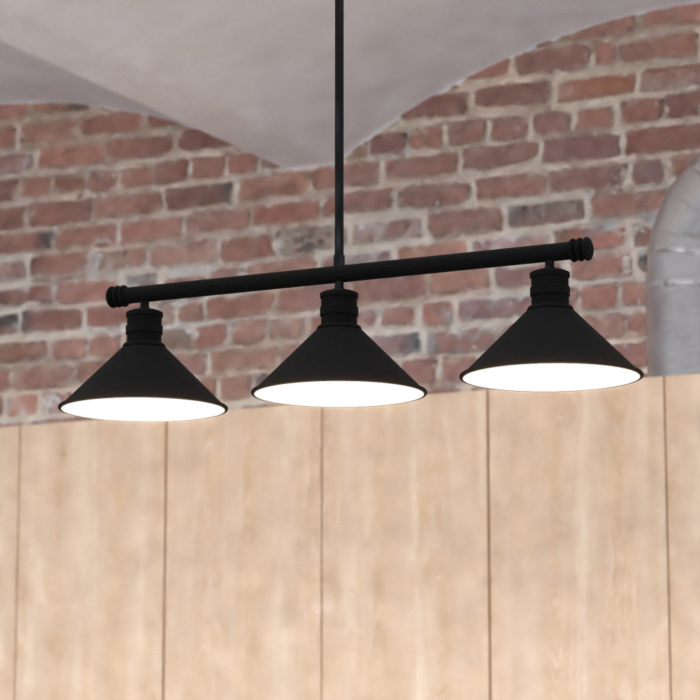 Akron 35.75" 3 Light Linear Chandelier Oil Rubbed Bronze and Matte White