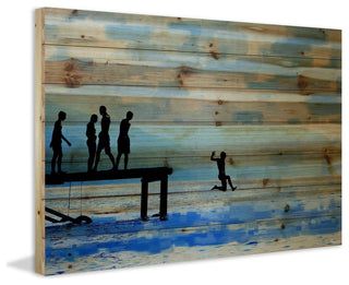 "Feet First" Print on Natural Pine Wood, 36"x24"