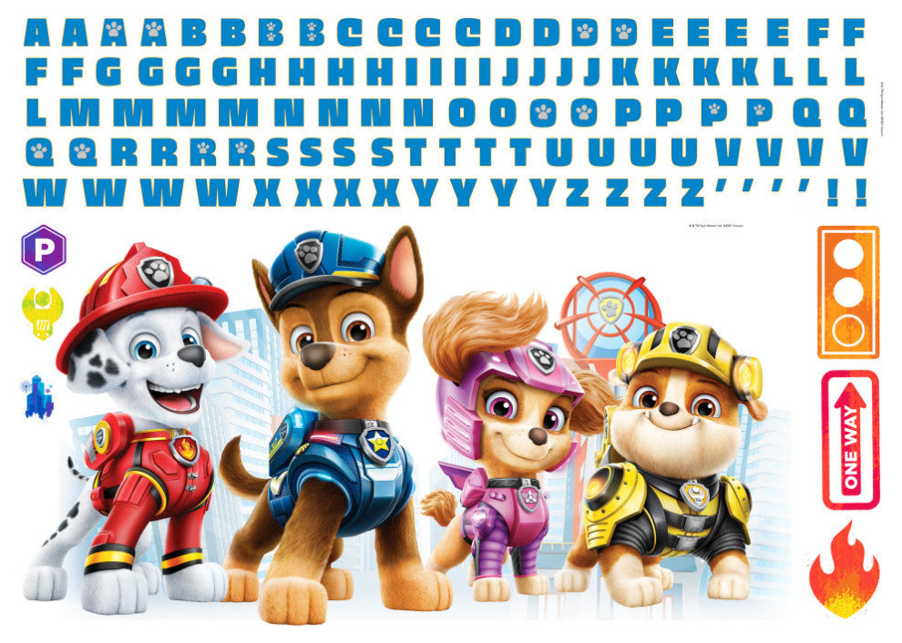 Paw Patrol Peel and Stick Giant Wall Decals With Alphabet