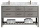 Parker 60 Double Sink Bathroom Vanity in Elephant Skin Gray  2" Carrara Marble