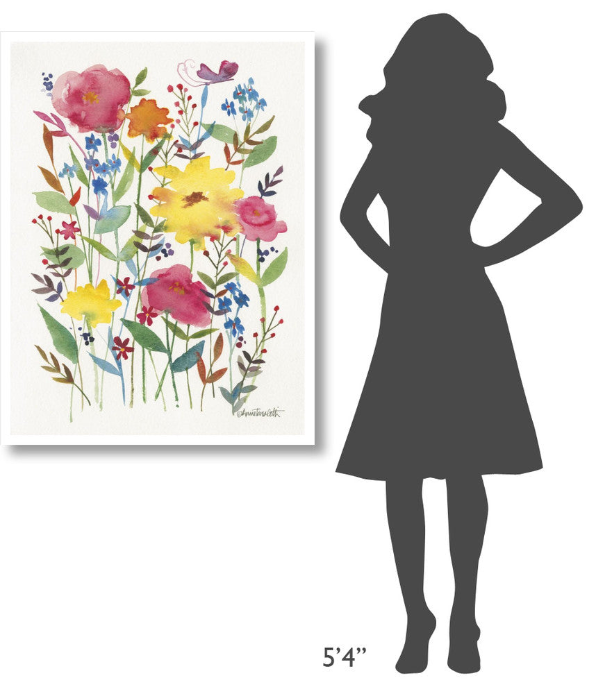 "Watercolor Flowers III" Digital Paper Print by Anne Tavoletti, 32"x42"