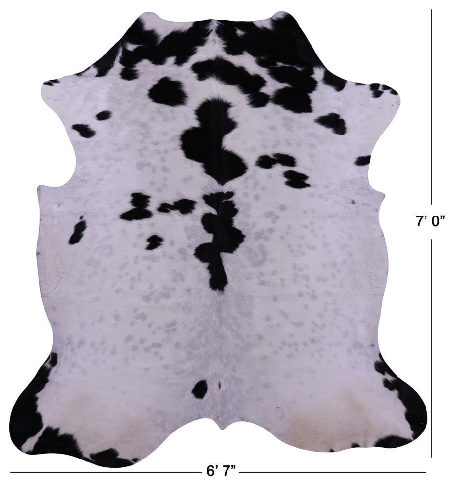 Black and White Natural Cowhide Rug 7' 0" X 6' 7" C1680