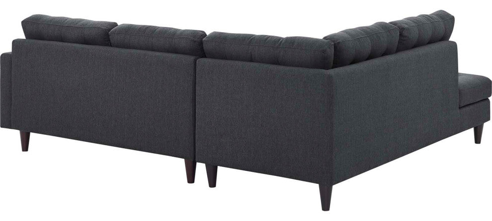 Gray Empress 2 Piece Upholstered Fabric Left Facing Bumper Sectional