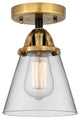 Small Cone Semi-Flush Mount, Black Antique Brass, Clear, Clear