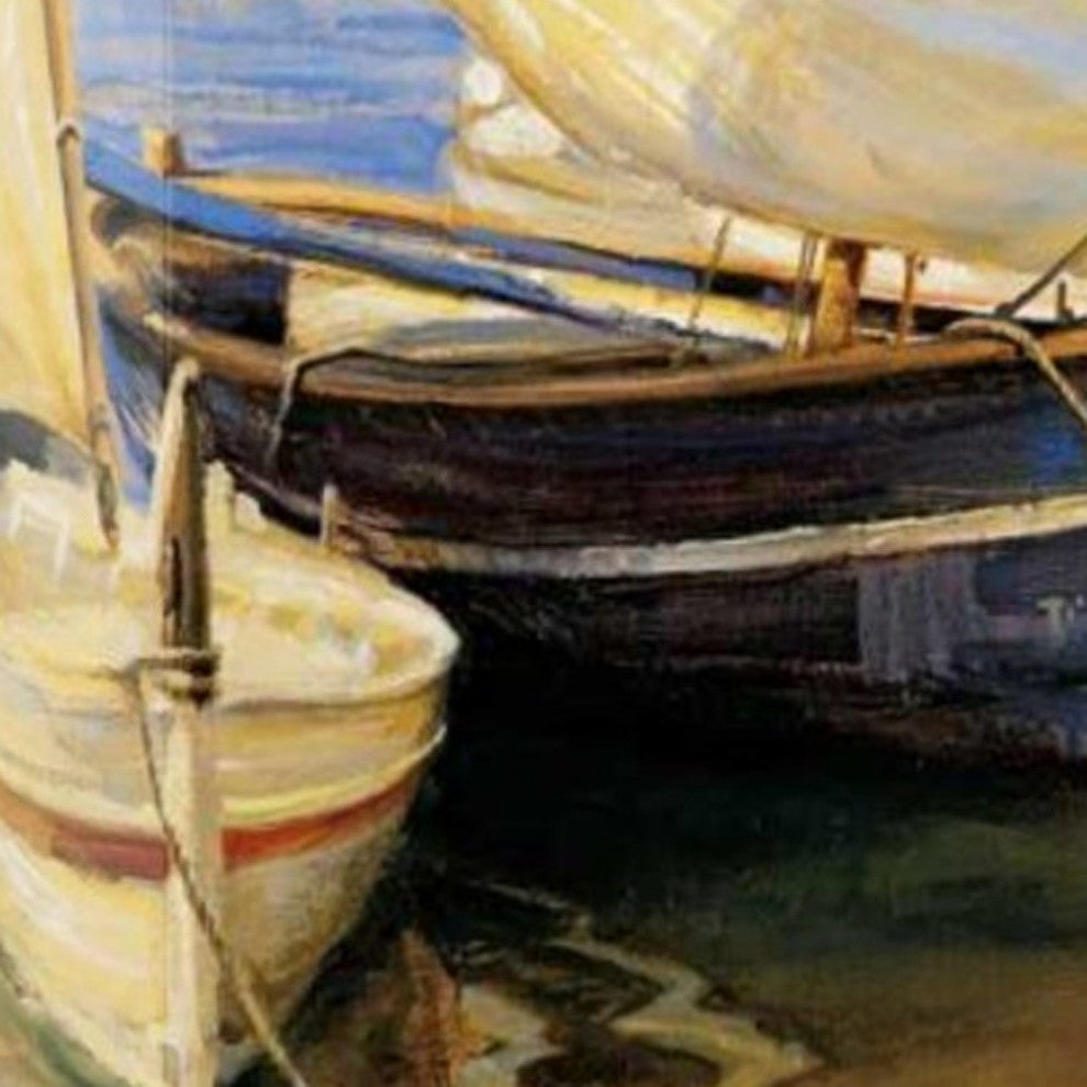 30" Fleet of Boats With Open White Sails Giclee Wrap Canvas Wall Art