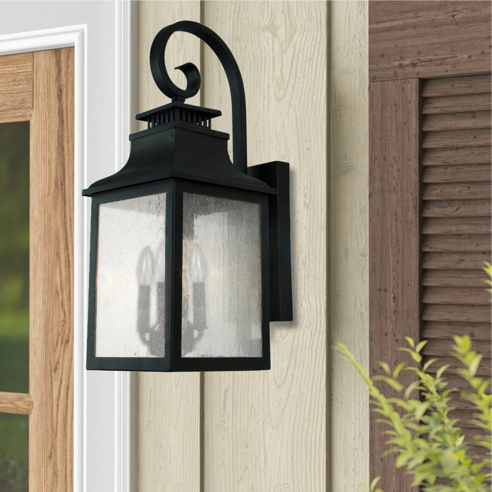 ELW2284BL - Morgan 3 Light Outdoor Wall Mounted Lighting In Rich Black  Finish