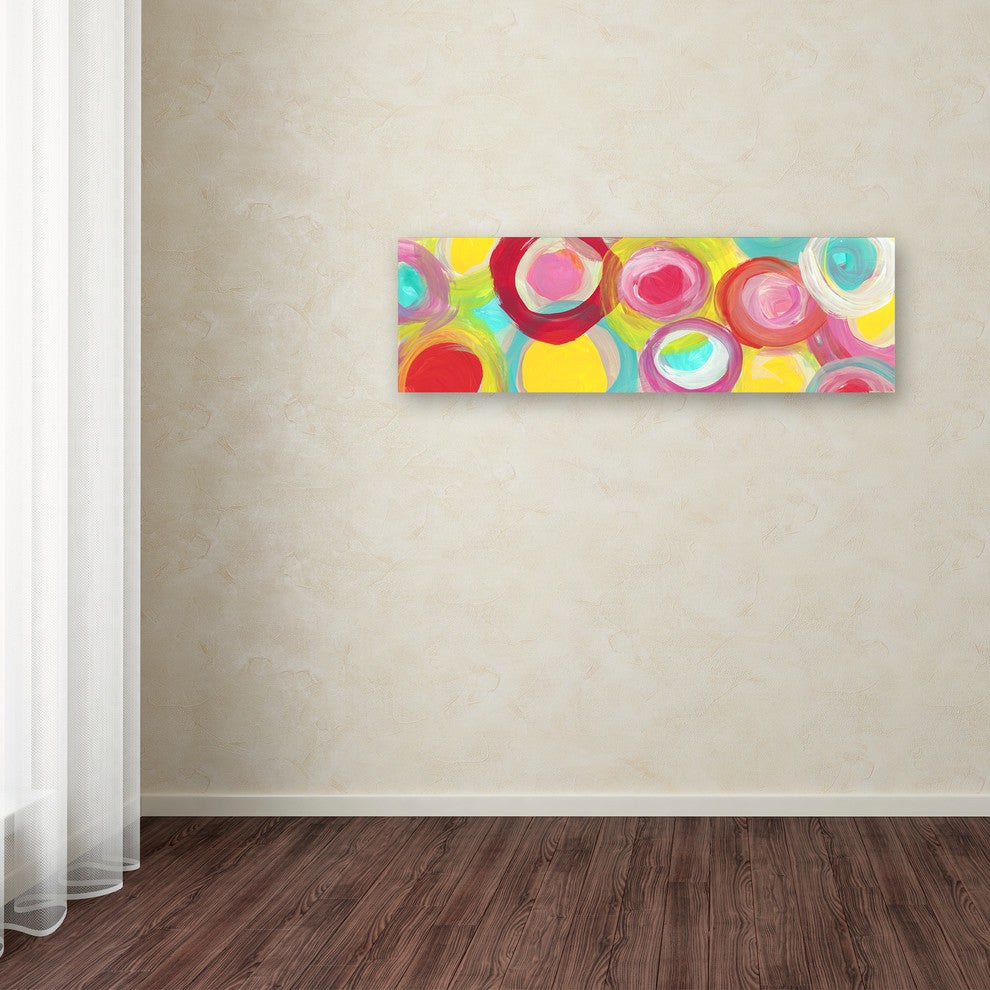 'Colorful Sun Circles Panoramic 1' Canvas Art, 32x10