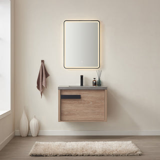 Carcastillo Bath Vanity, Oak With Sintered Stone Top, 30", Without Mirror