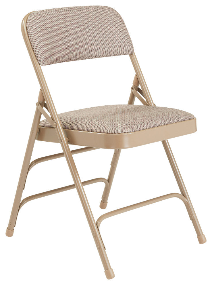 NPS 2300 Fabric Triple Brace Double Hinge Folding Chair, Beige, Set of 4