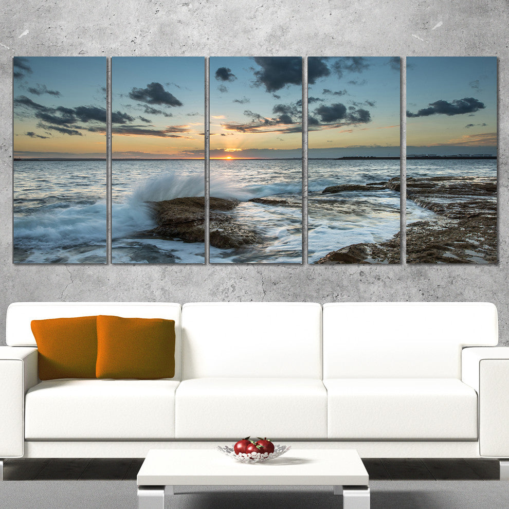 "Bright Sydney Sunset Over Sea" Canvas Print, 5 Panels