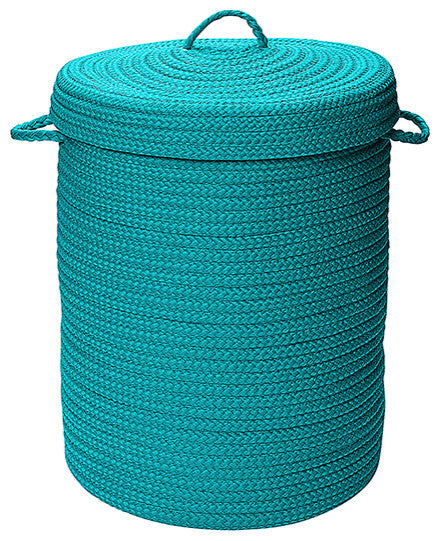 Colonial Mills Hamper Simply Home Solid Turquoise Round Hamper With Lid