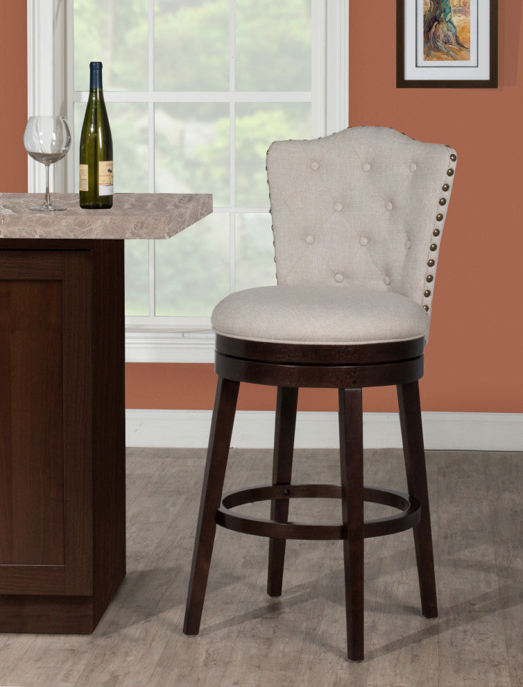 Hillsdale Edenwood Wood Counter Height Swivel Stool with Tufted Back