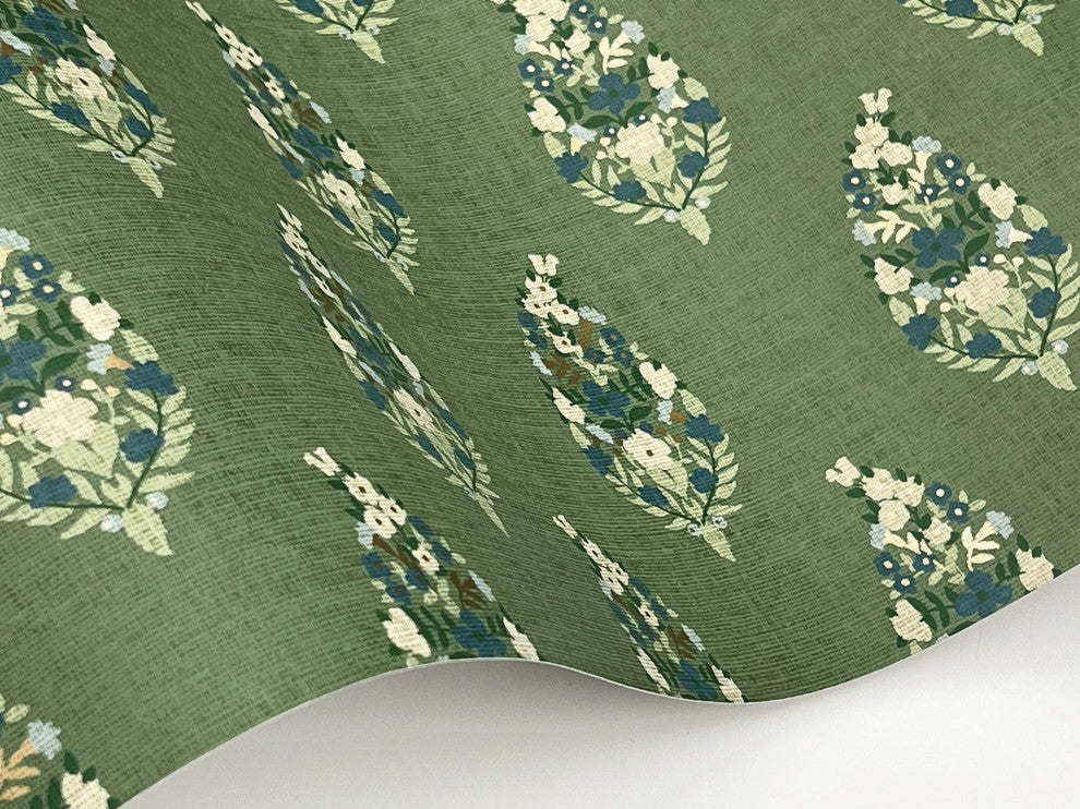 Paisley Green Wallpaper