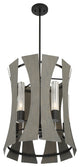 Transitional Chandelier, Matte Black With Gray Wood