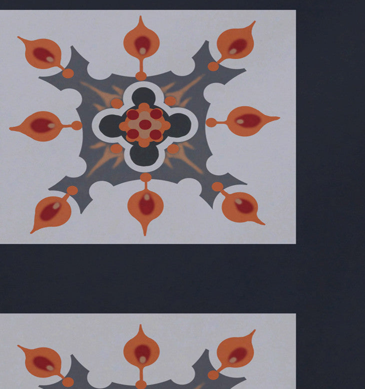 Four Square Geometric Print Placement, Steel Gray, Set of 4