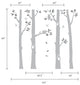 Nature Tree Scene with Baby Birds and Nest Wall Decal, Scheme A, 96"h