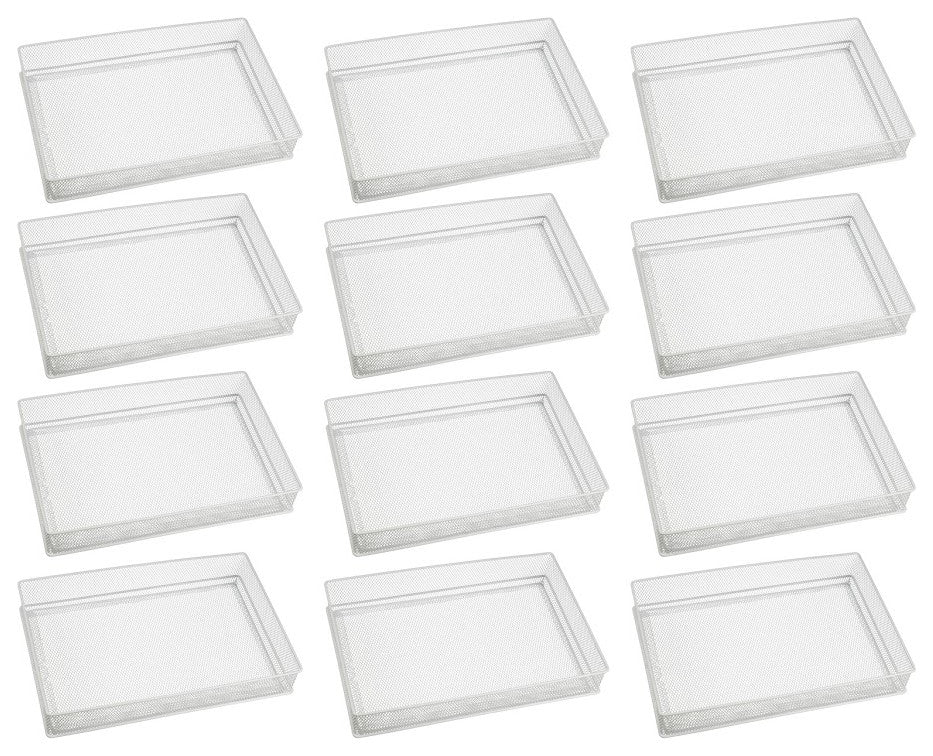 YBM Home White Mesh Desk Drawer Organizer Tray, 8x12x2, 12 Pack