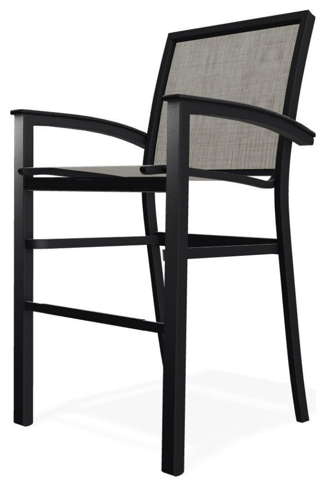 Bazza Sling Bar Height Stackable Outdoor Stool, Smoke/Black