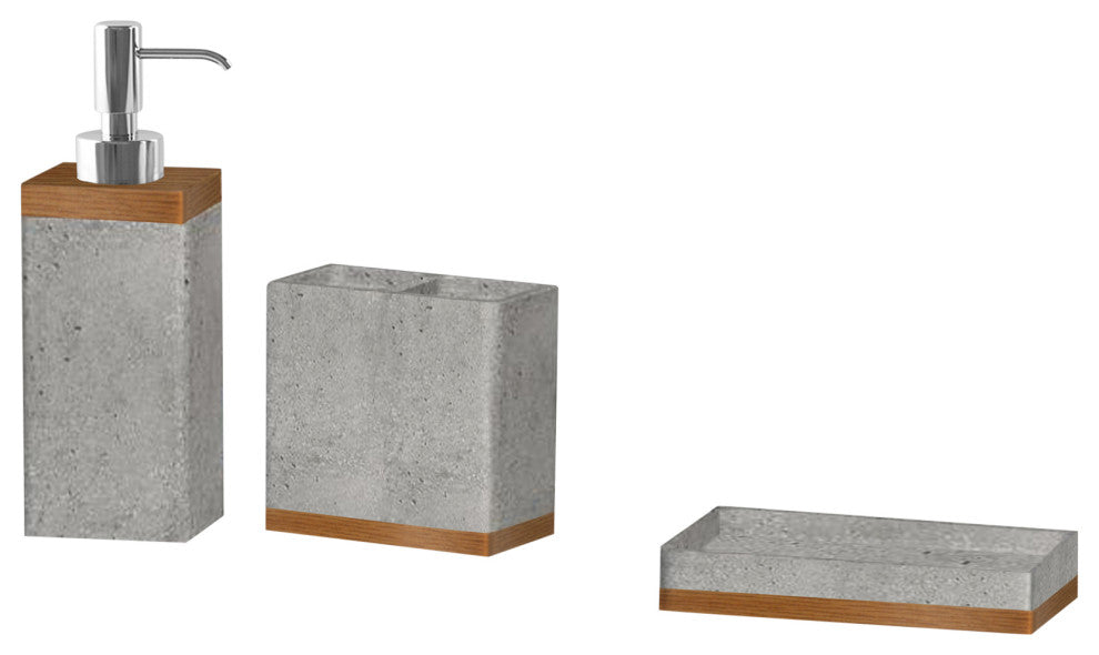 nu steel Concrete 3Pc Set Bath Collection-Stone Grey