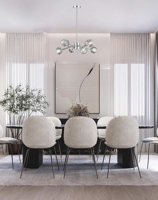 8-Light Chrome Iron Chandelier With Crystal Shades